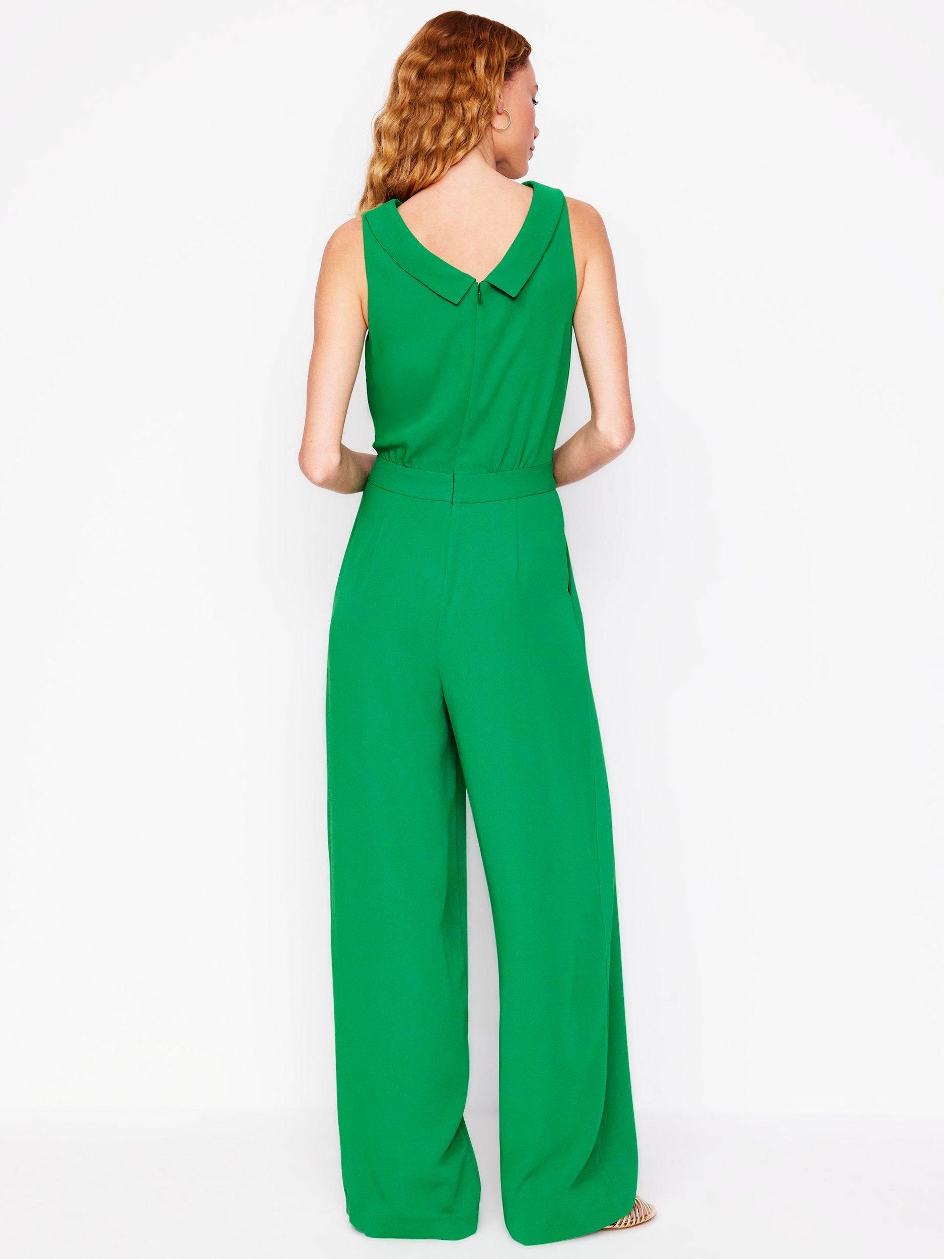 Product image 3 of 5, which shows Boden Clarissa Cinched Waist Sleeveless Jumpsuit , Rich Emerald, 8
