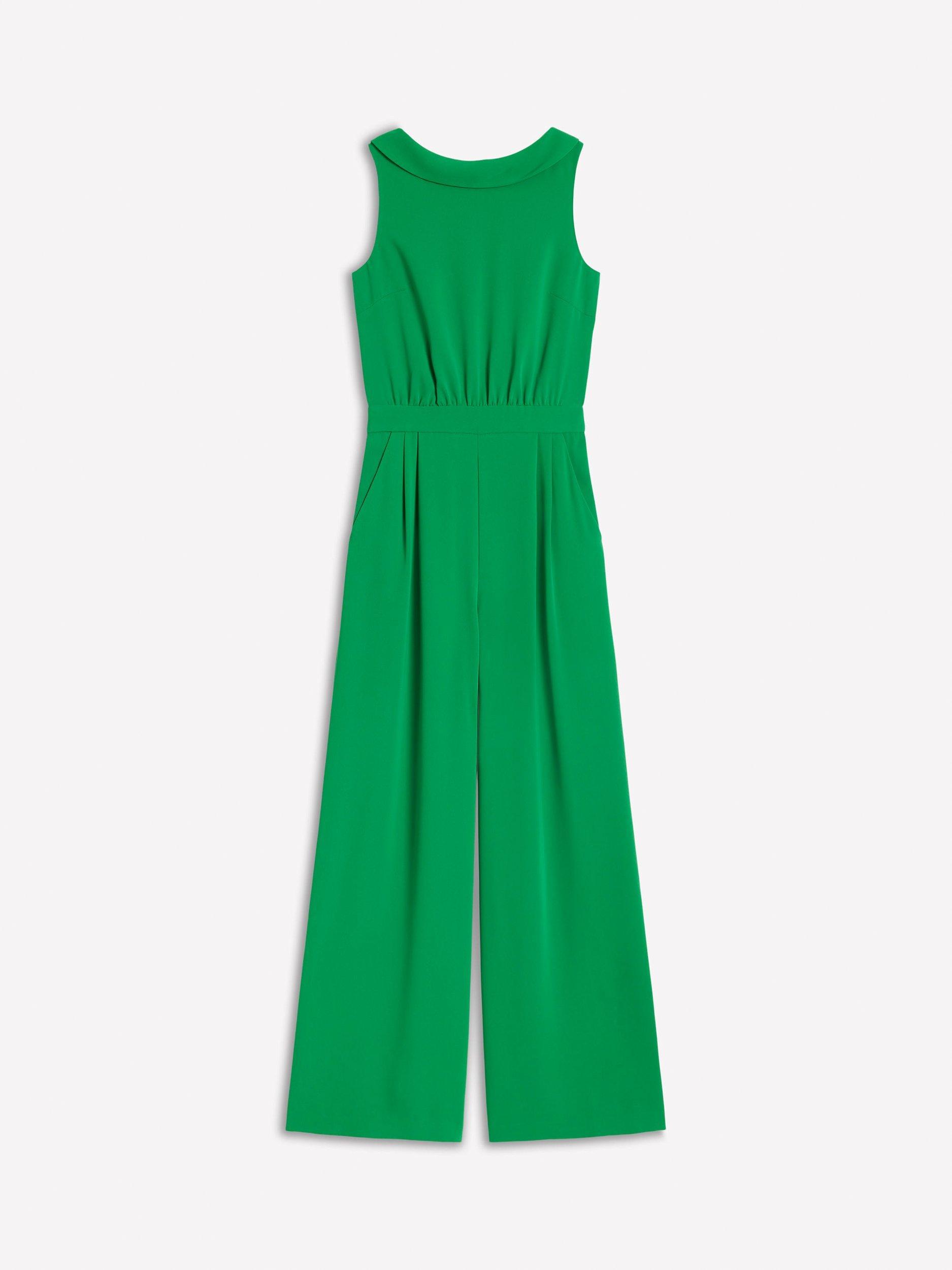 Product image 5 of 5, which shows Boden Clarissa Cinched Waist Sleeveless Jumpsuit , Rich Emerald, 8