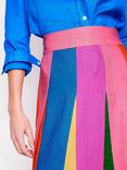 Boden Stripe Flippy Pure Linen Skirt, Multi