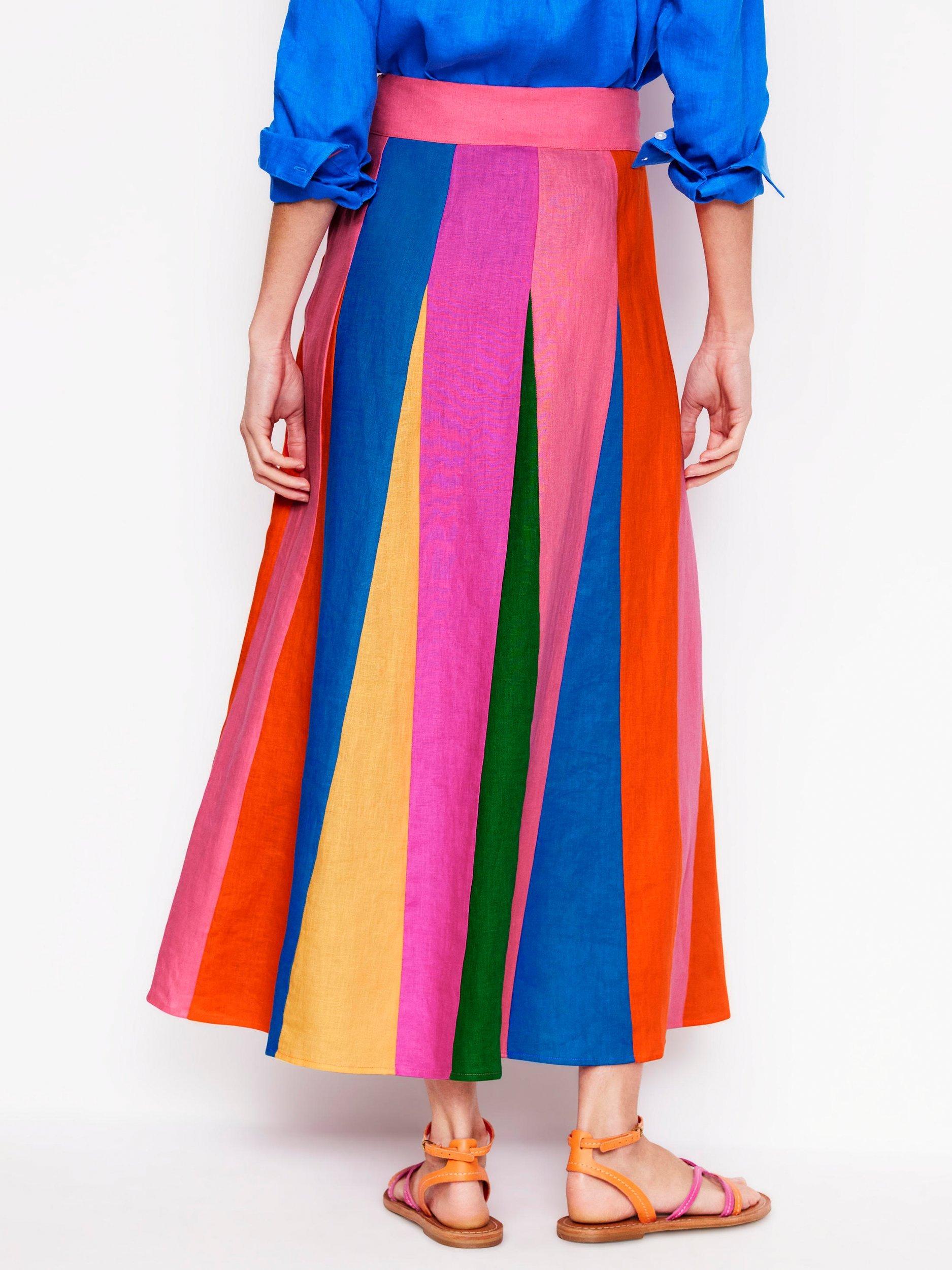 Product image 3 of 5, which shows Boden Stripe Flippy Pure Linen Skirt, Multi, 8
