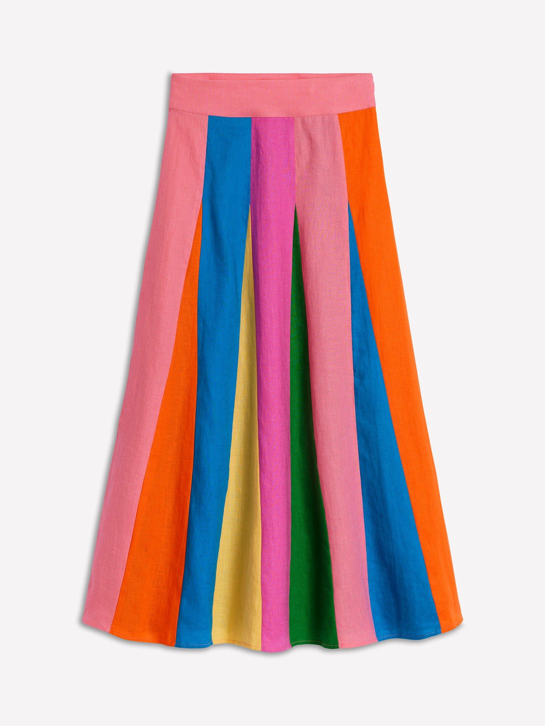 Product image 5 of 5, which shows Boden Stripe Flippy Pure Linen Skirt, Multi, 8