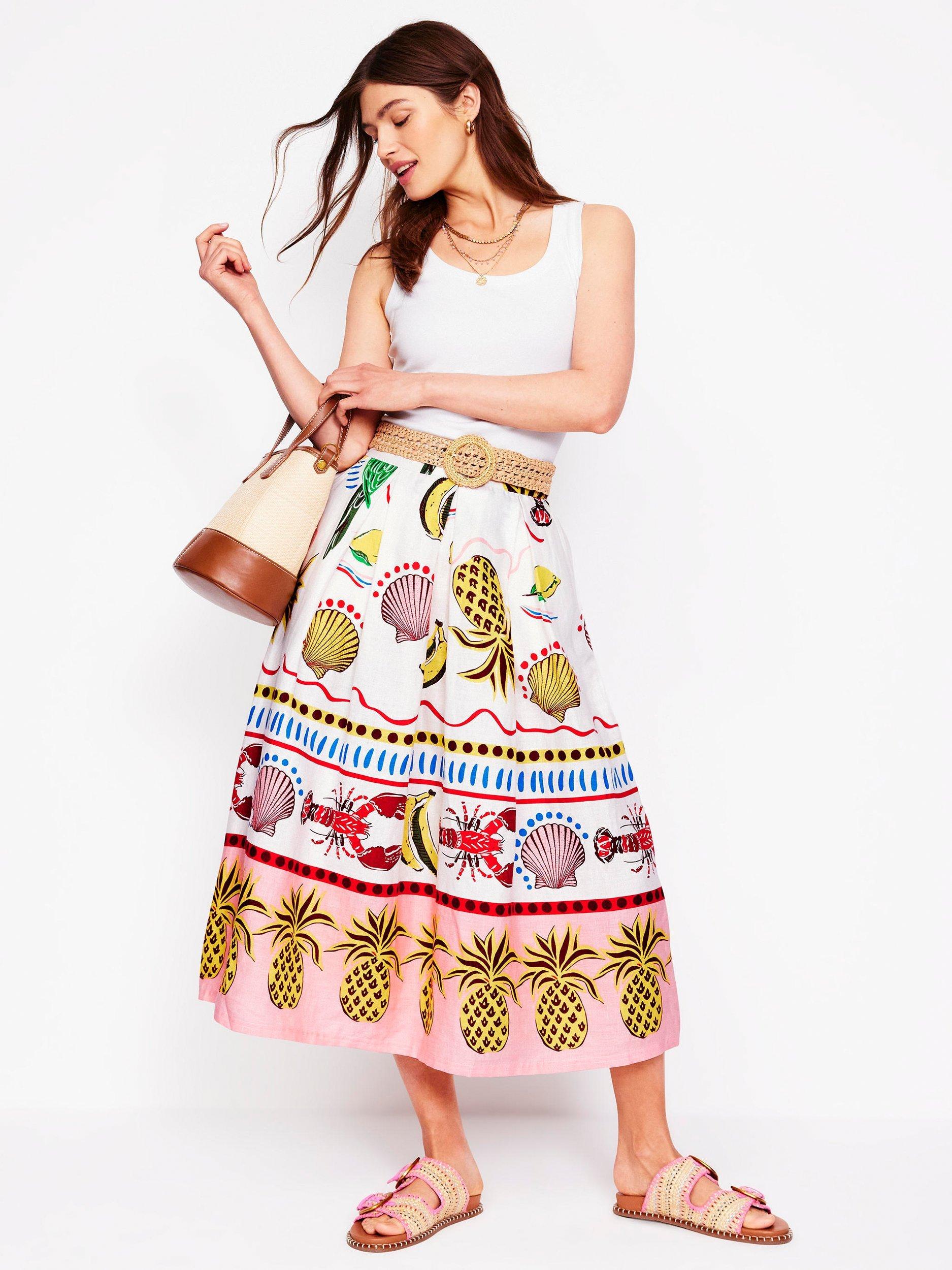 Product image 1 of 5, which shows Boden Verity Linen Blend Midi Dress, Multi, 8