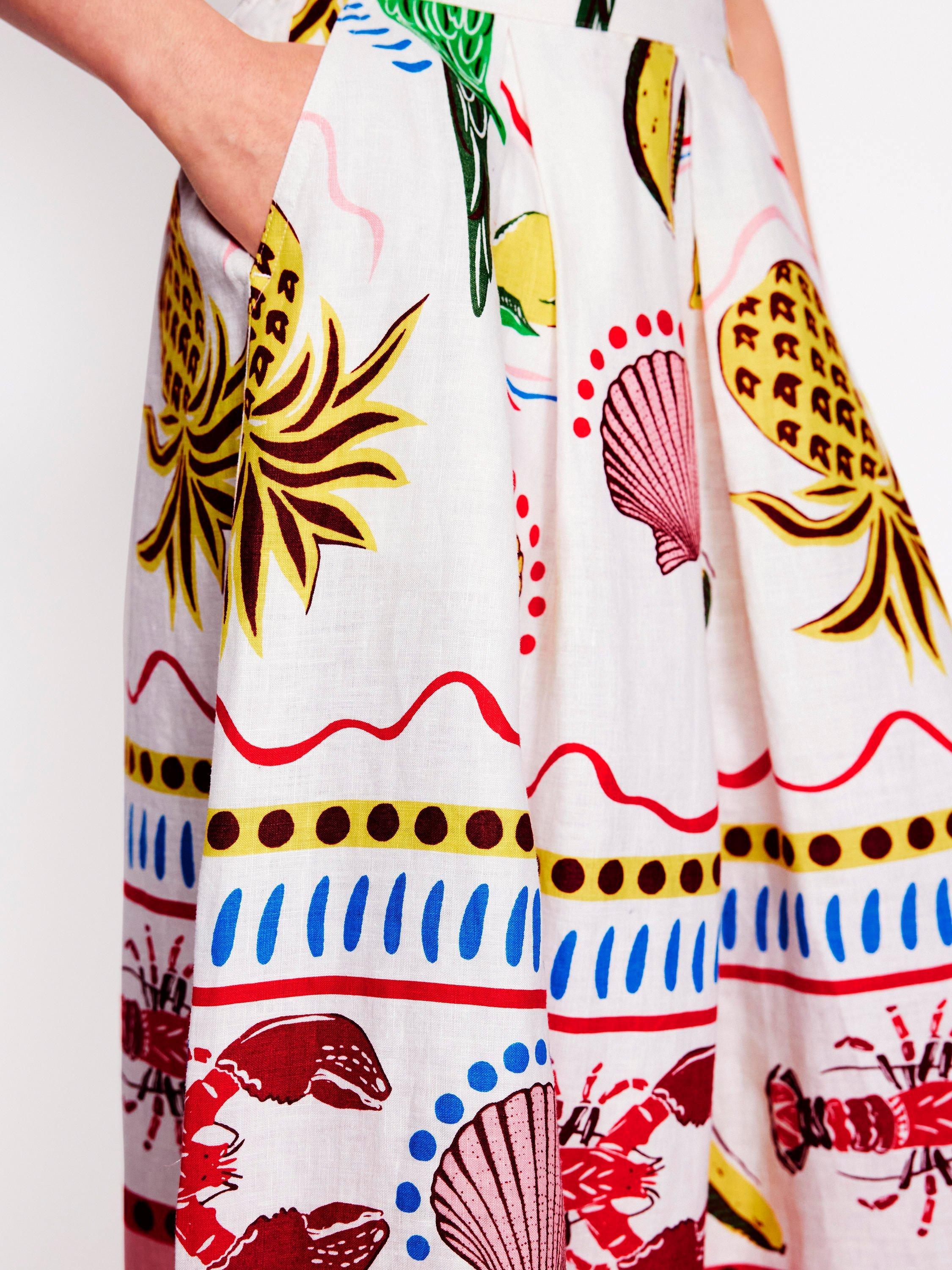 Product image 2 of 5, which shows Boden Verity Linen Blend Midi Dress, Multi, 8