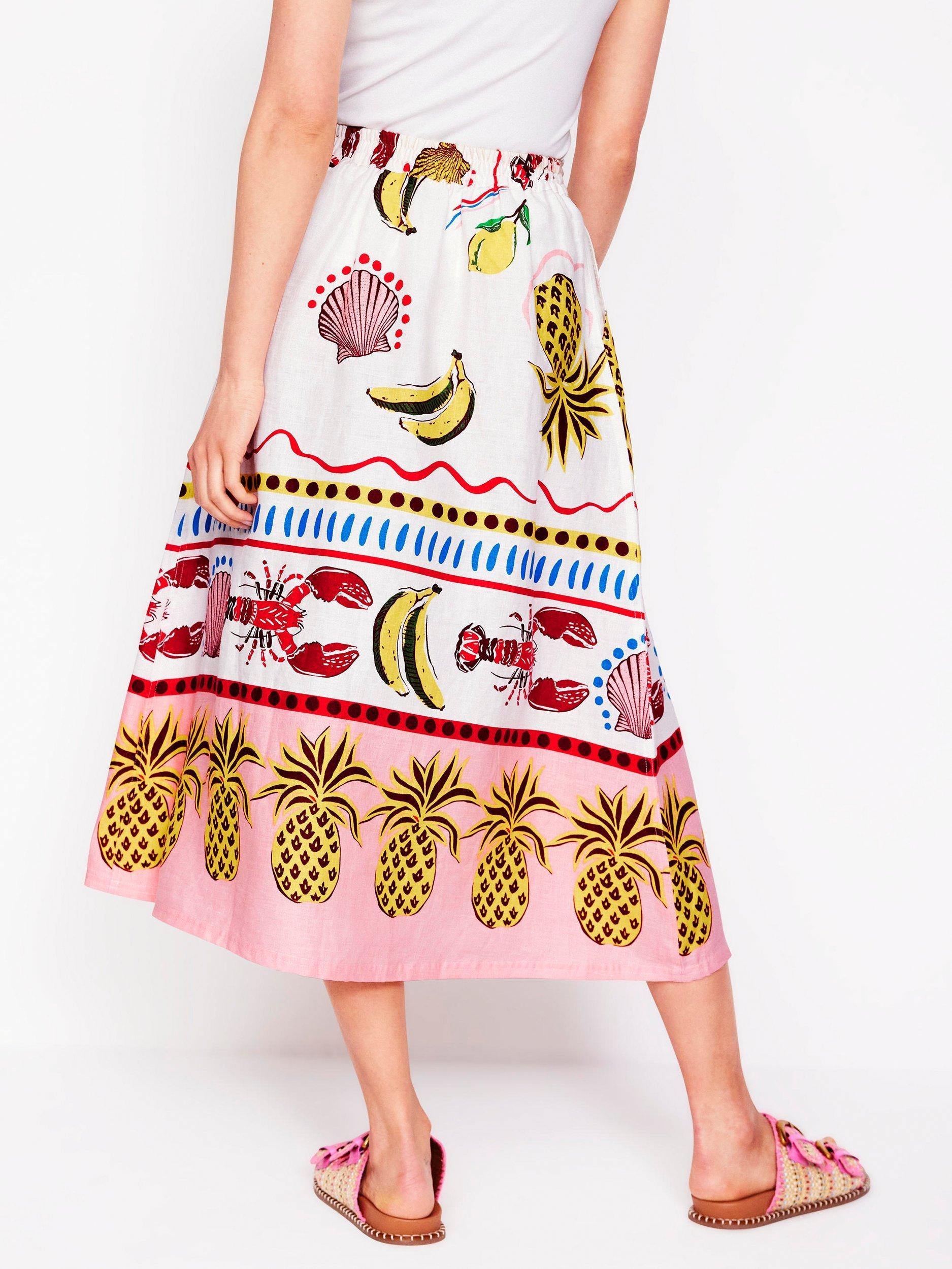 Product image 3 of 5, which shows Boden Verity Linen Blend Midi Dress, Multi, 8