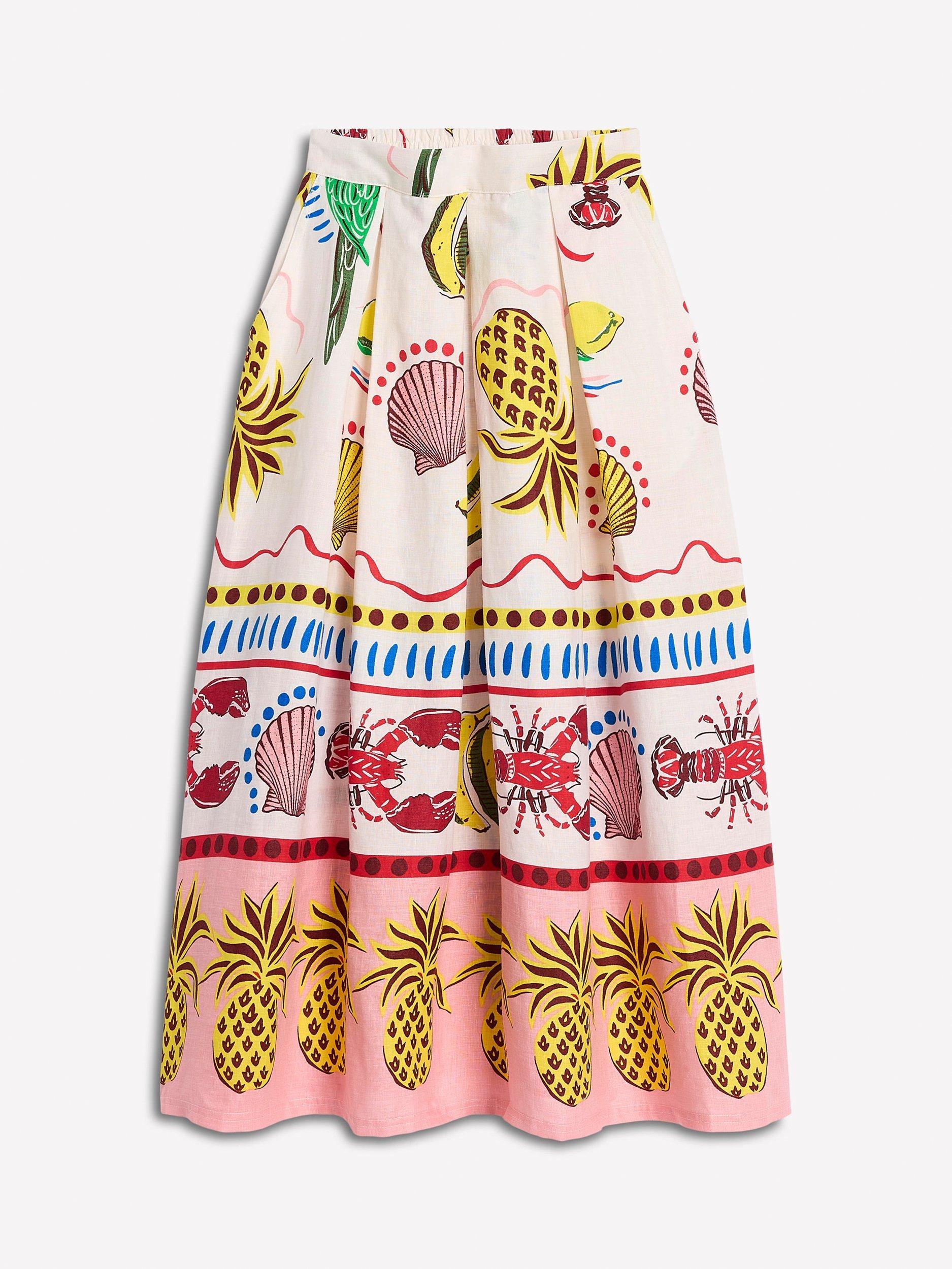 Product image 5 of 5, which shows Boden Verity Linen Blend Midi Dress, Multi, 8