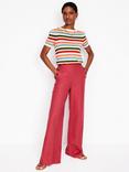 Boden Liv Stripe Pure Linen Boat Neck T-Shirt, Multi