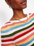 Boden Liv Stripe Pure Linen Boat Neck T-Shirt, Multi