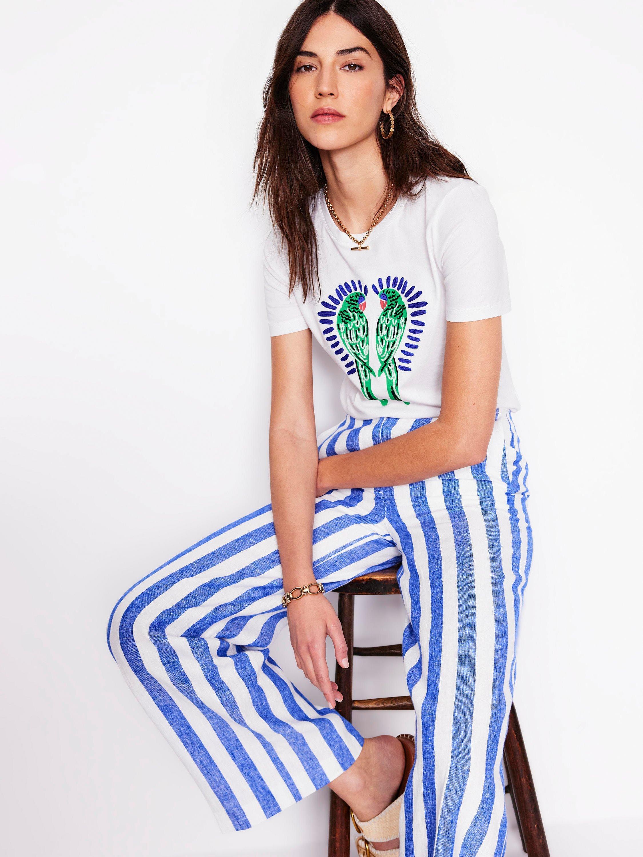 Boden Cotton Relaxed Novelty T-Shirt, White/Multi