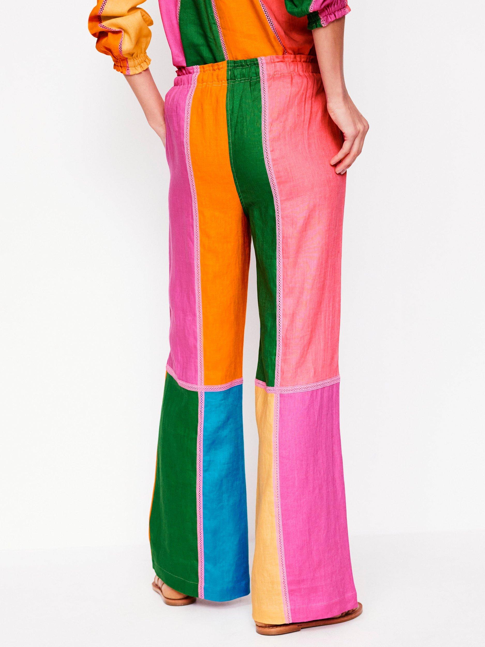 Product image 4 of 5, which shows Boden Islington Stripe Pure Linen Trousers, Multi, 10