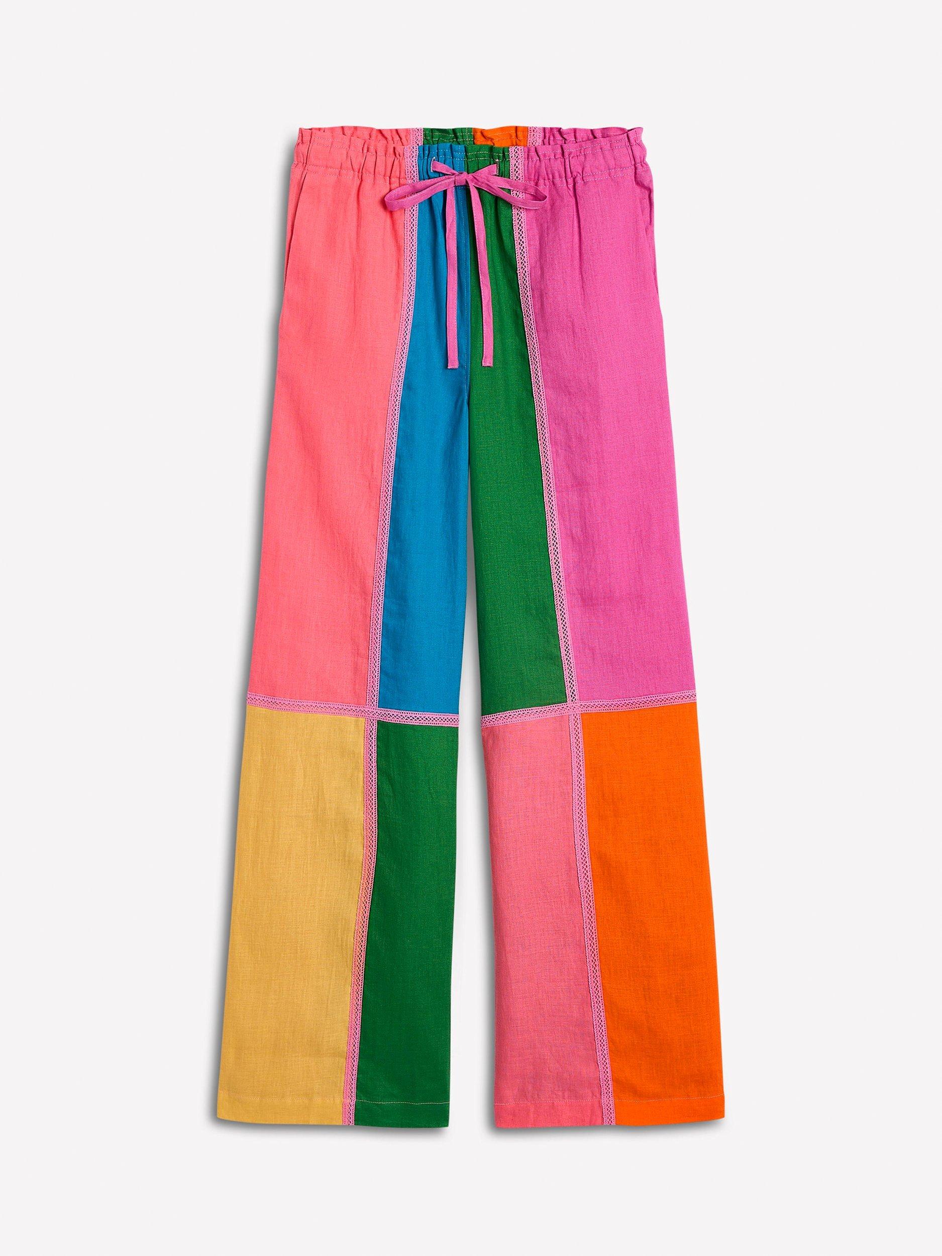 Product image 5 of 5, which shows Boden Islington Stripe Pure Linen Trousers, Multi, 10