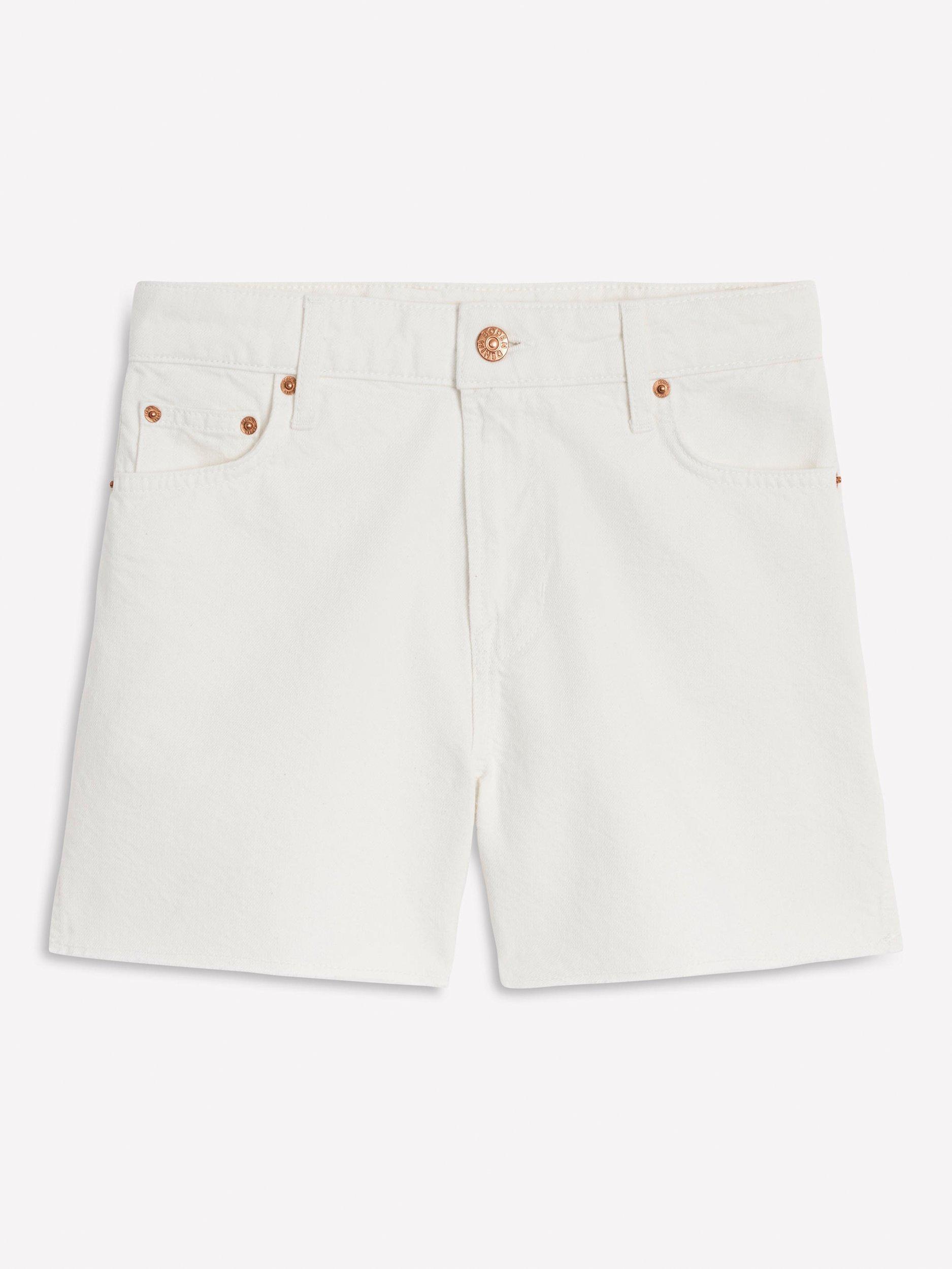 Product image 6 of 6, which shows Boden Cut Off Denim Shorts, White, 14