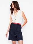 Boden Pleat Wide Leg Pure Linen Shorts