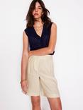 Boden Pleat Wide Leg Pure Linen Shorts