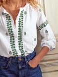 Boden Embroidered Seam Sleeve Cotton Blend Shirt