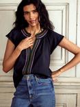 Boden Pom Yoke Cap Sleeved Top