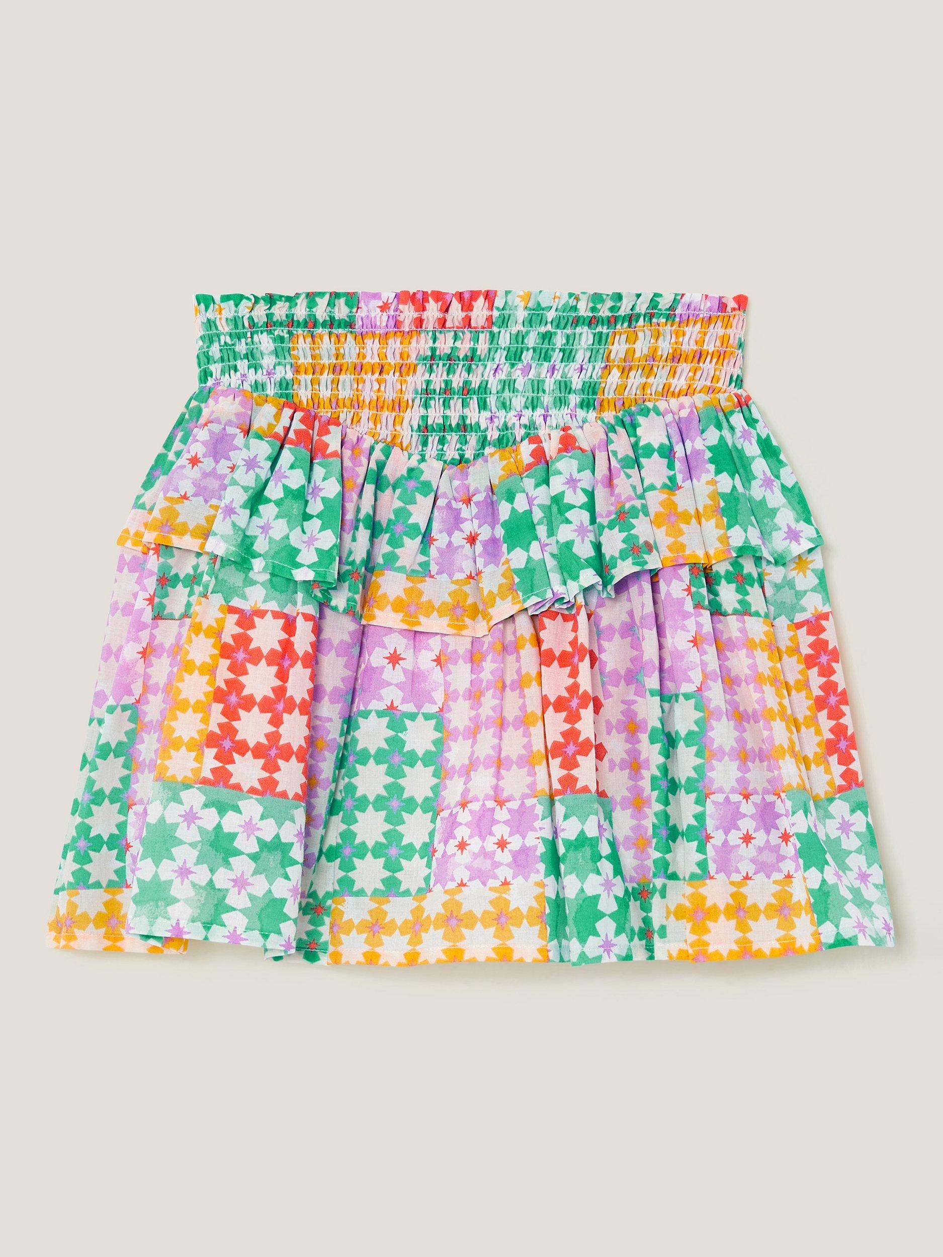 Product image 1 of 3, which shows Monsoon Kids' Cotton Star Print Skort, Multi, 3-4 years