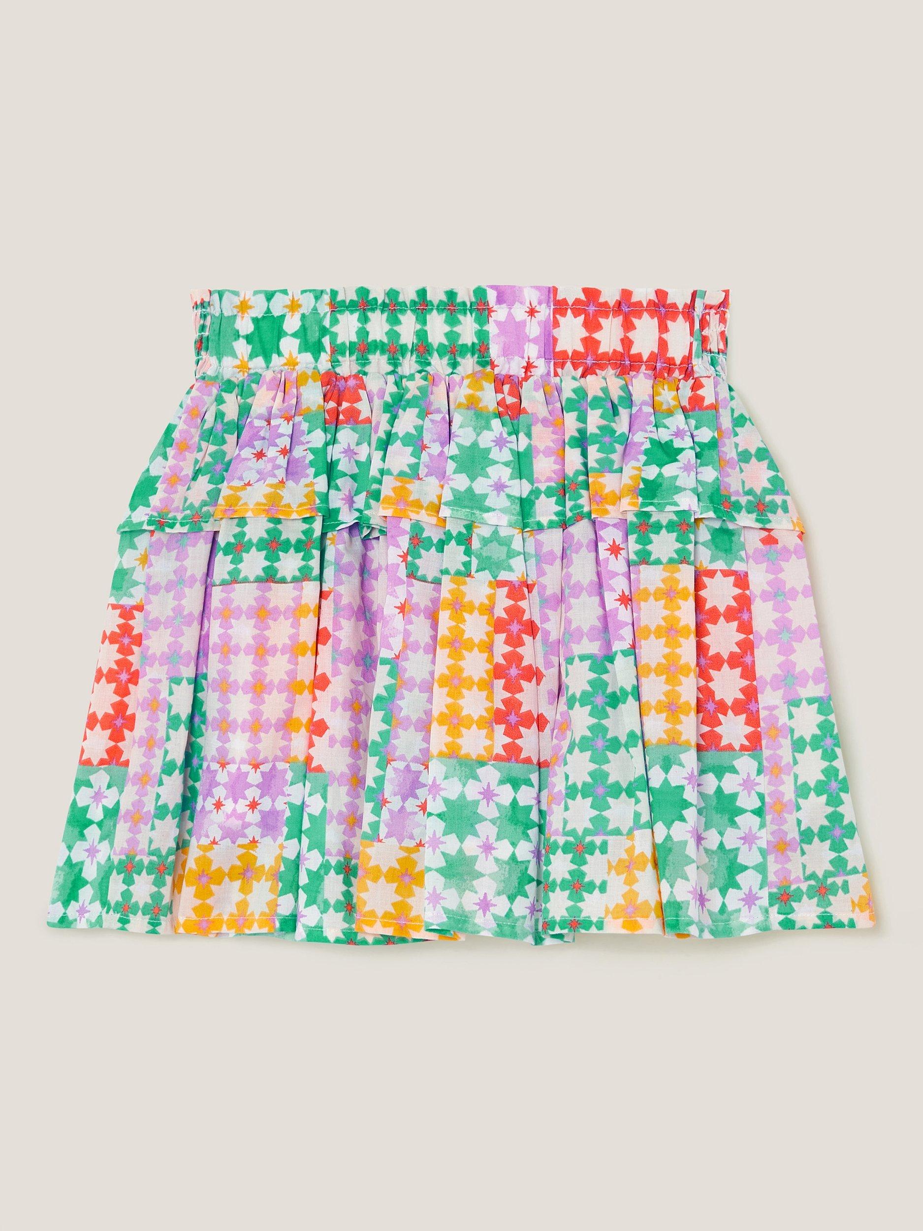 Product image 2 of 3, which shows Monsoon Kids' Cotton Star Print Skort, Multi, 3-4 years