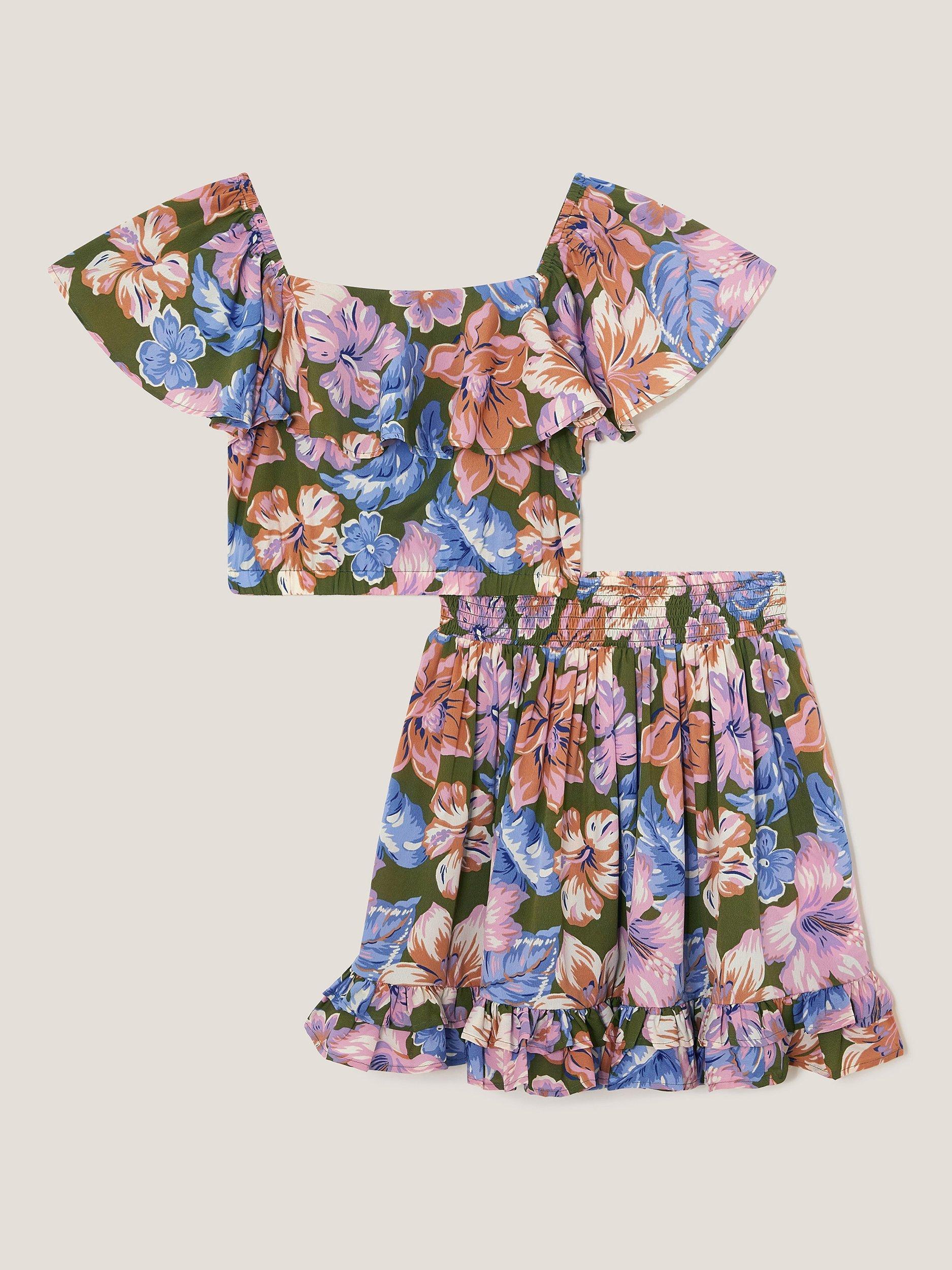 Product image 1 of 3, which shows Monsoon Kids' Top & Skirt Set, Khaki, 7-8 years