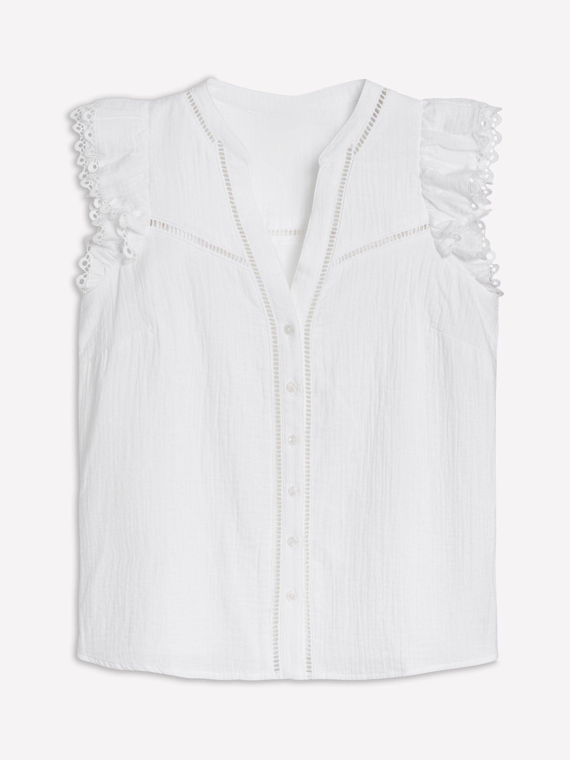Product image 5 of 5, which shows Boden Sleeveless Cotton Double Cloth Top, White, 8