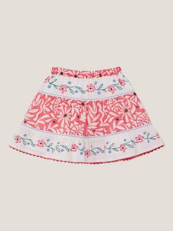 Monsoon Kids' Cotton Floral Print Skirt - view 2, Coral