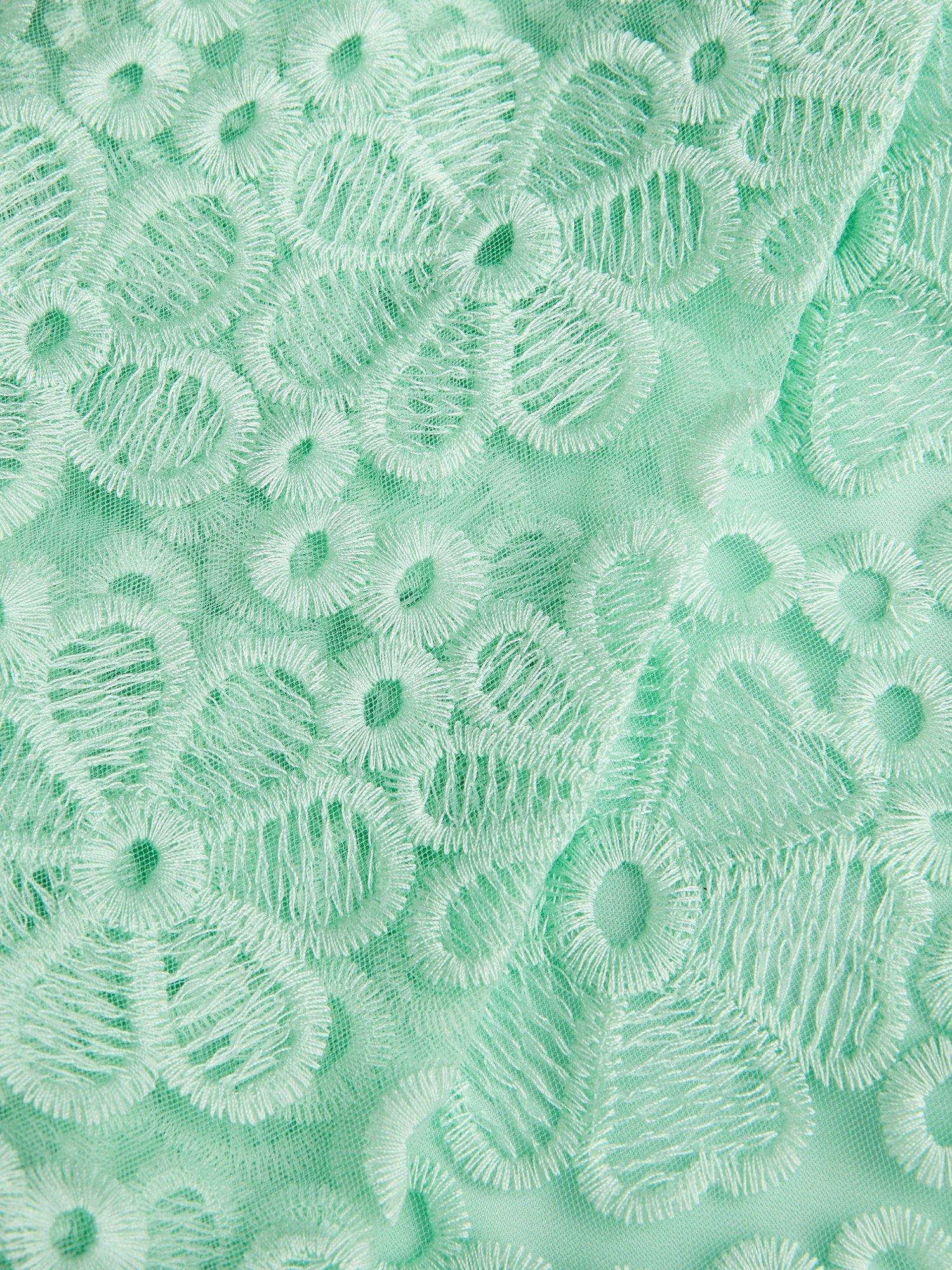 Product image 3 of 3, which shows Monsoon Kids' Floral Embroidered Skort, Green, 3 years