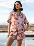 Chelsea Peers Snake Print Satin Shorty Pyjama Set, Pink