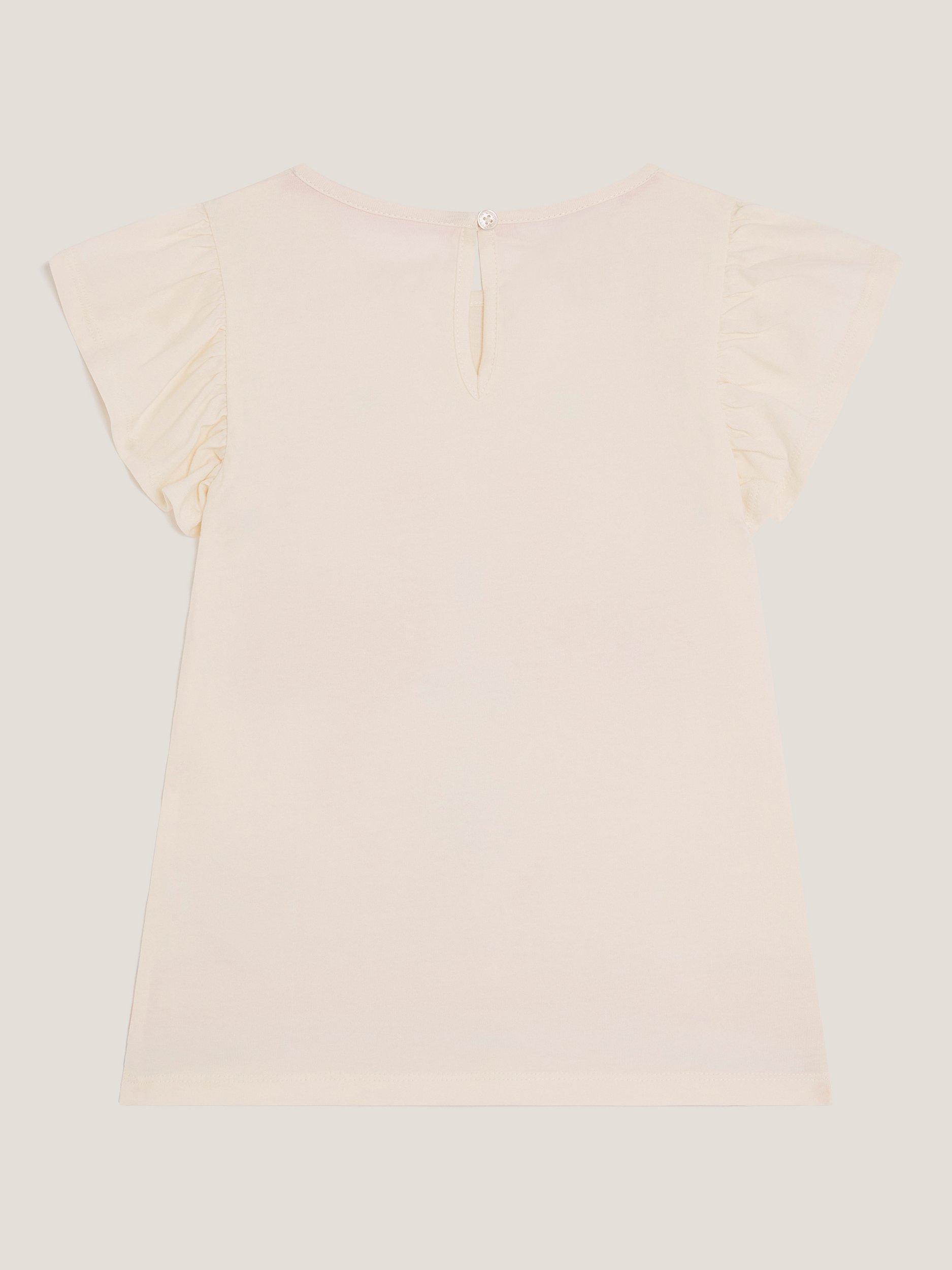 Product image 3 of 4, which shows Monsoon Kids' Frilly Sequin T-Shirt, Blue, 3-4 years