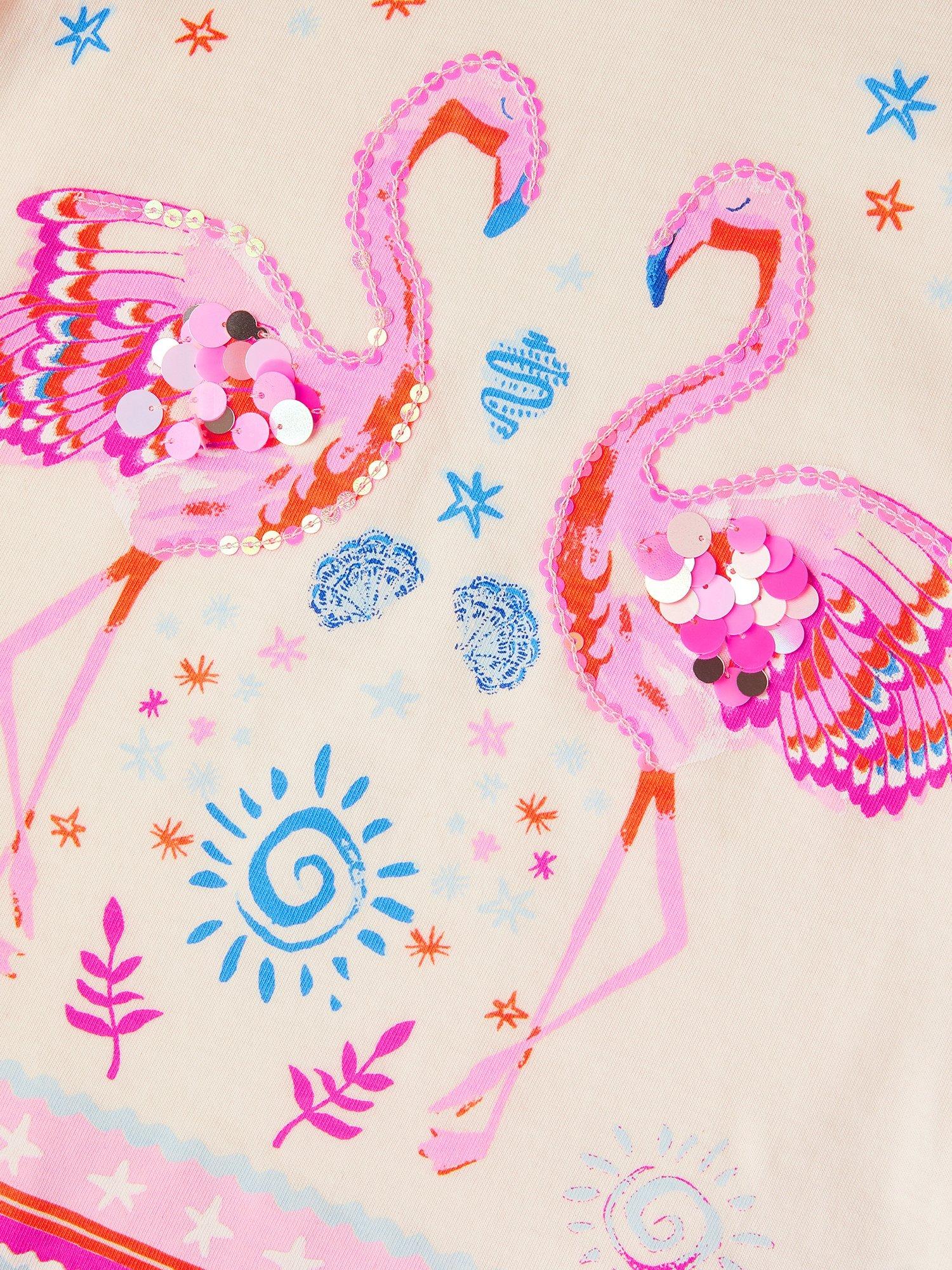Product image 4 of 4, which shows Monsoon Kids' Frilly Sequin T-Shirt, Blue, 3-4 years