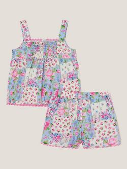 Monsoon Kids' Floral Short Pyjamas, Multi - view 2, Multi