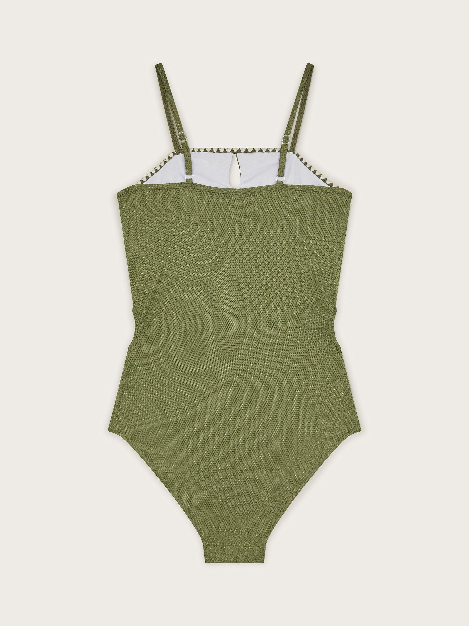 Product image 2 of 3, which shows Monsoon Kids' Textured Swimsuit, Khaki, 7-8 years