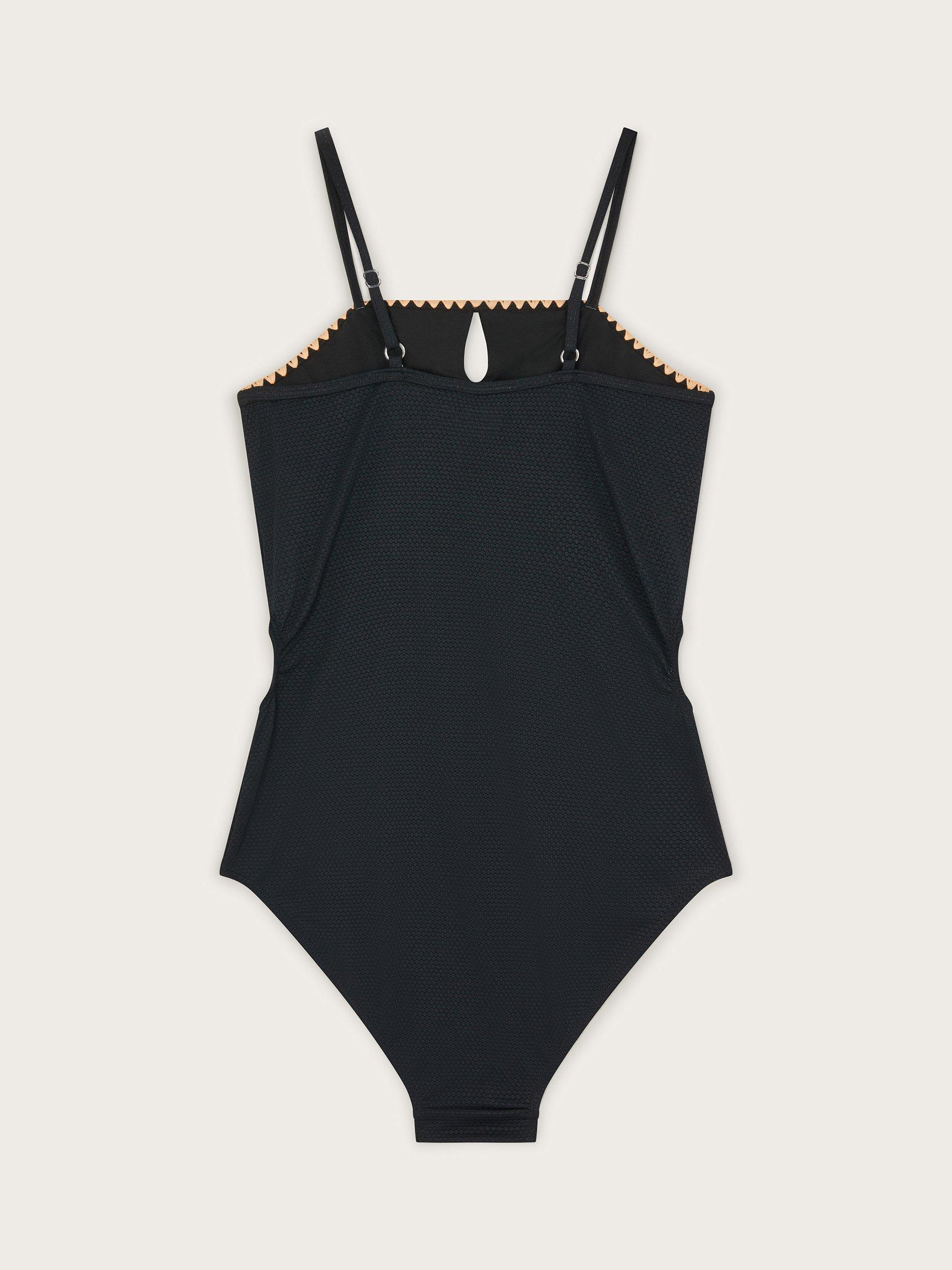 Product image 2 of 3, which shows Monsoon Kids' Textured Swimsuit, Black, 7-8 years
