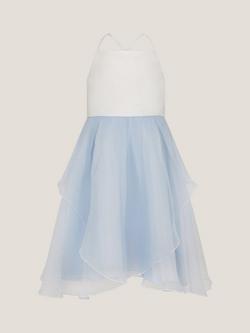 Monsoon Kids' Peony Party Dress, Pale Blue - view 2, Pale Blue