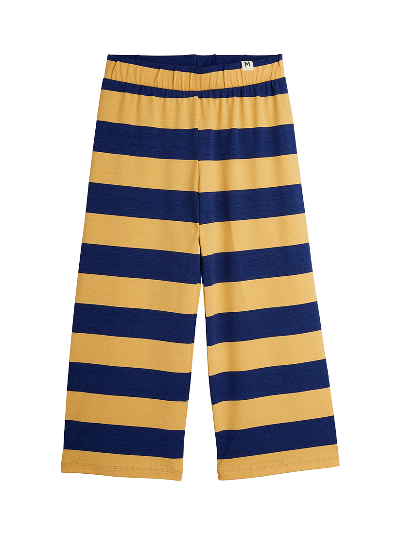 Product image 1 of 3, which shows Mini Rodini Kids' Block Stripe Trousers, Beige, 18-36 months