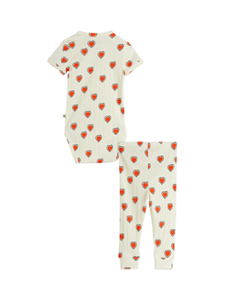 Mini Rodini Baby Outlined Hearts Bodysuit and Leggings Set, Off White - view 2, Off White