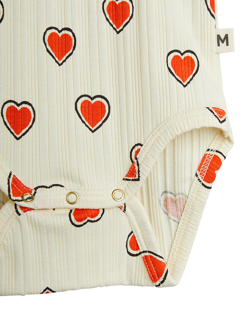 Product image 3 of 4, which shows Mini Rodini Baby Outlined Hearts Bodysuit and Leggings Set, Off White, 1-4 months