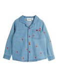 Mini Rodini Kids' Heart Woven Denim Shirt, Blue