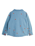 Mini Rodini Kids' Heart Woven Denim Shirt, Blue