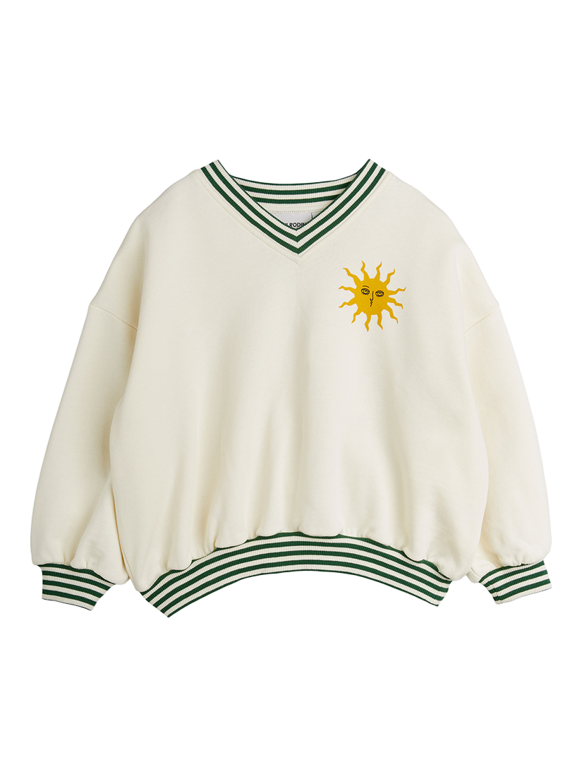 Product image 1 of 5, which shows Mini Rodini Kids' Sun Motif Sweatshirt, Off White, 18-36 months