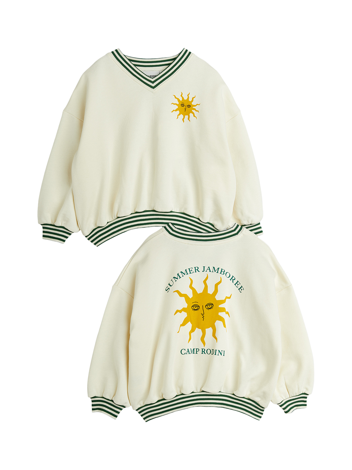 Product image 3 of 5, which shows Mini Rodini Kids' Sun Motif Sweatshirt, Off White, 18-36 months