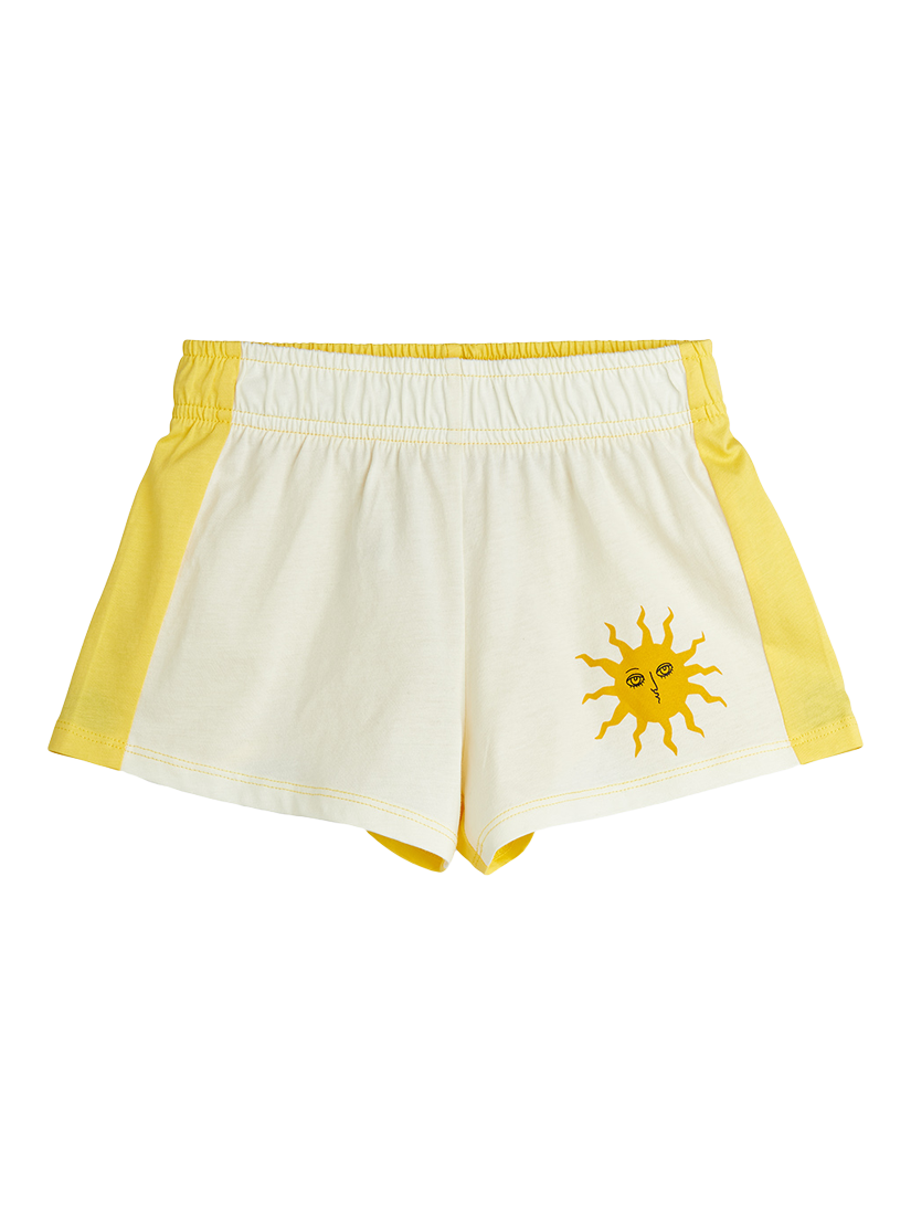Product image 1 of 4, which shows Mini Rodini Kids' Sun Motif Shorts, Off White, 18-36 months