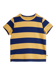 Mini Rodini Kids' Block Stripe T-Shirt, Beige