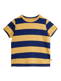 Mini Rodini Kids' Block Stripe T-Shirt, Beige, Beige