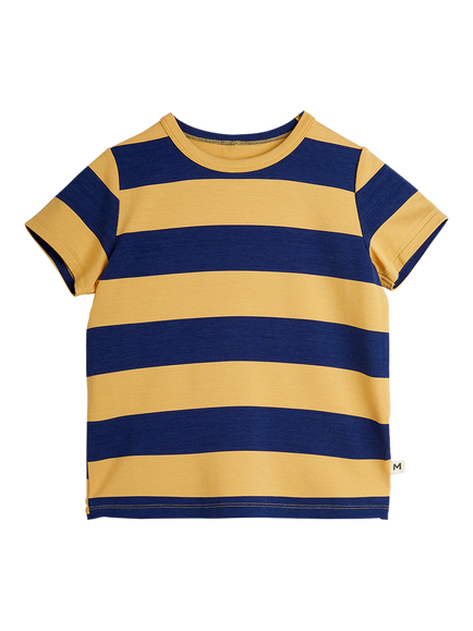 Mini Rodini Kids' Block Stripe T-Shirt, Beige, Beige