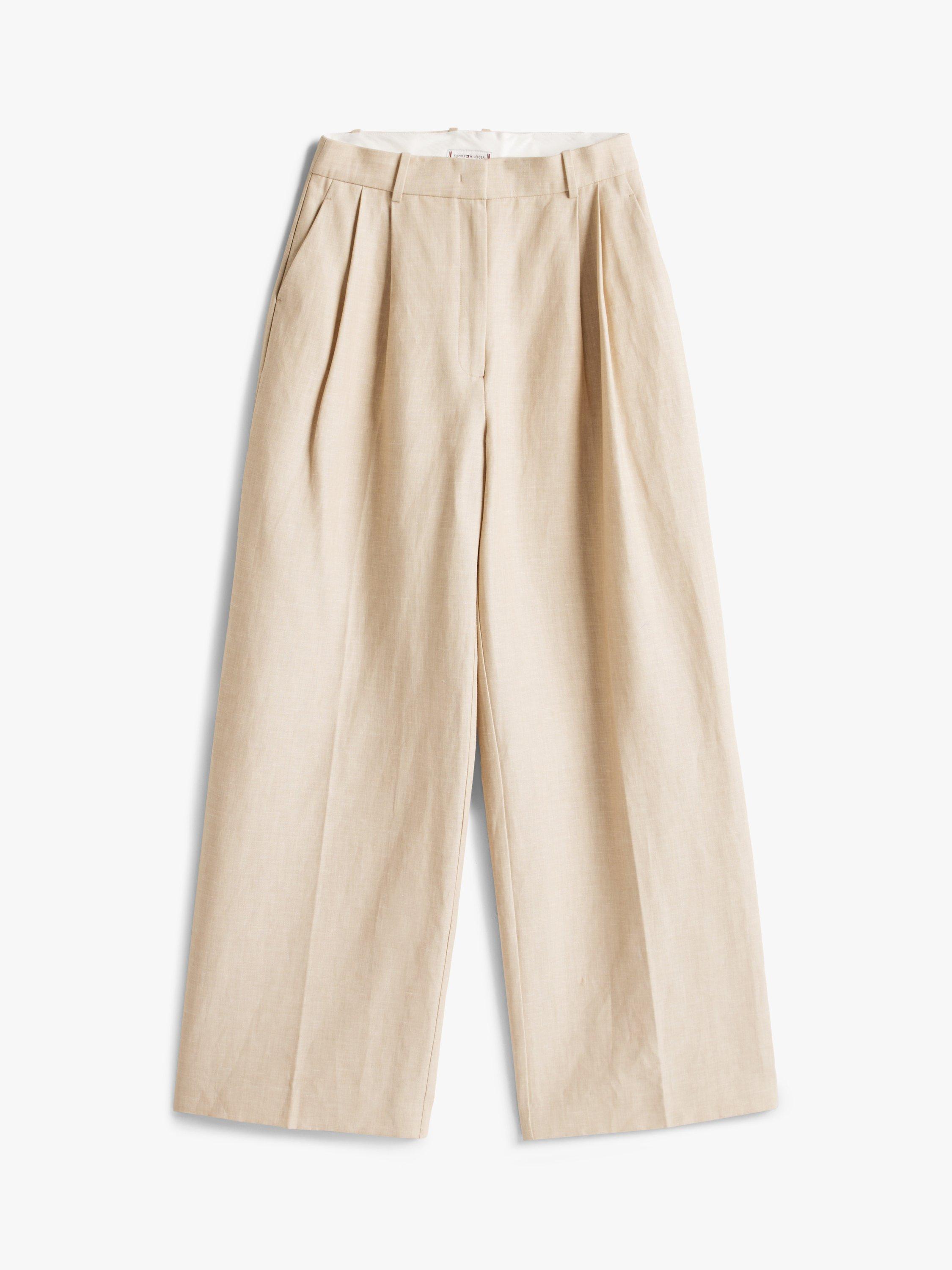 Product image 6 of 6, which shows Tommy Hilfiger Relaxed Wide Leg Trousers, Beige, 12