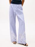 Tommy Hilfiger Stripe Relaxed Fit Straight Trousers, Natural Ivory/Blue