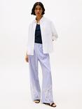 Tommy Hilfiger Stripe Relaxed Fit Straight Trousers, Natural Ivory/Blue