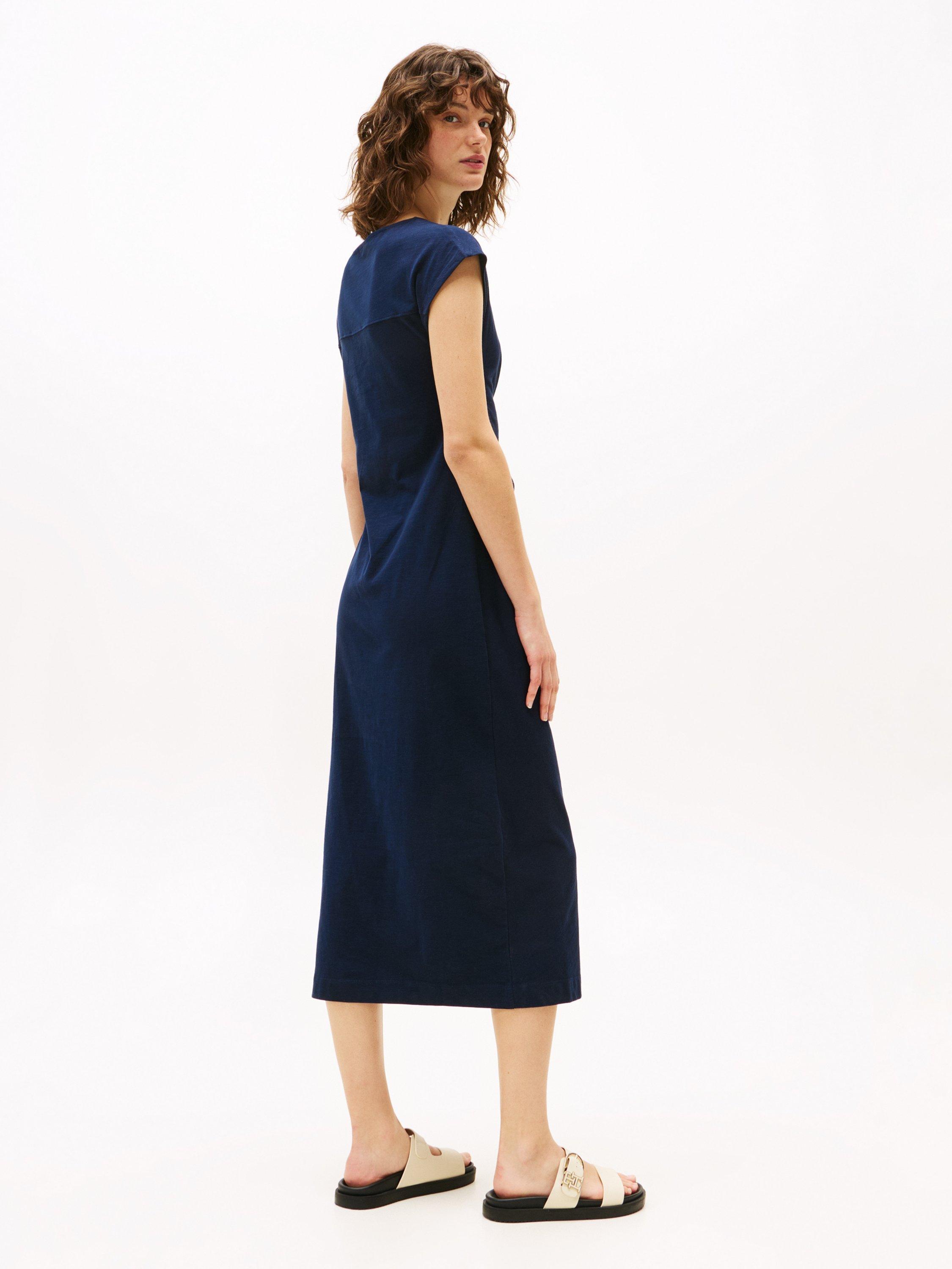Product image 2 of 5, which shows Tommy Hilfiger Boat Neck Midi Dress, Dark Navy, XS