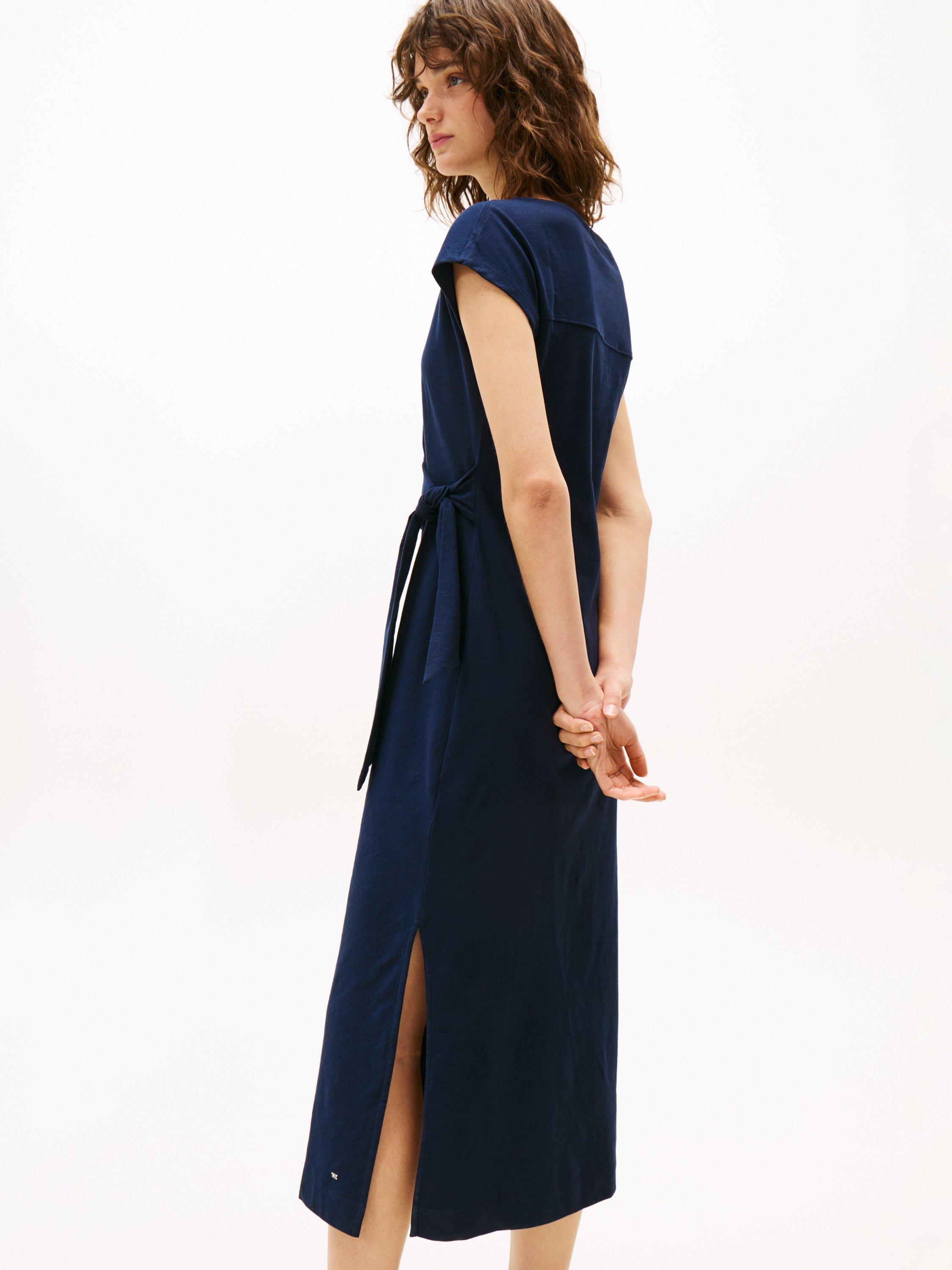 Product image 3 of 5, which shows Tommy Hilfiger Boat Neck Midi Dress, Dark Navy, XS