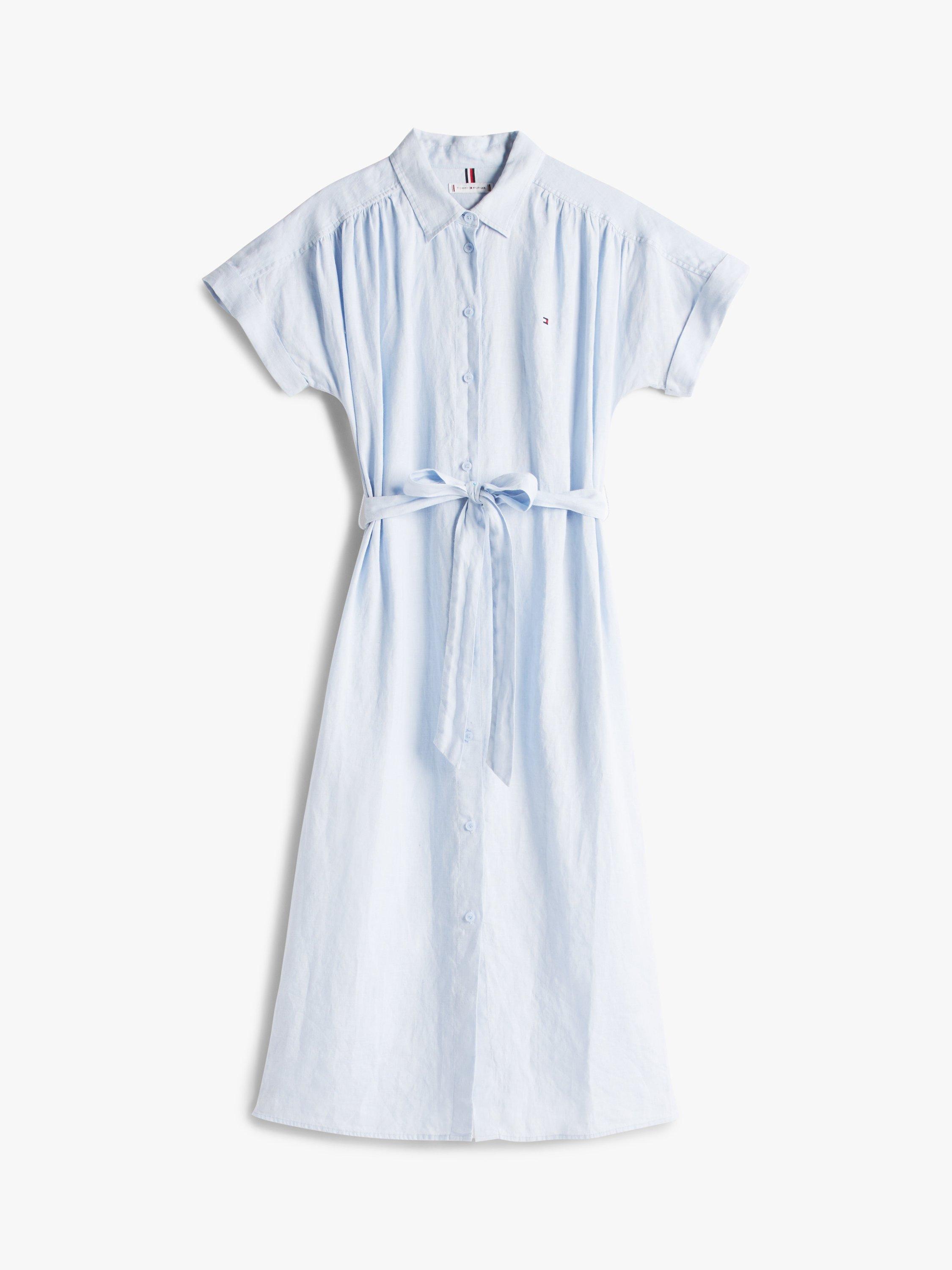 Product image 5 of 5, which shows Tommy Hilfiger Logo Pure Linen Shirt Dress, Breezy Blue, 6