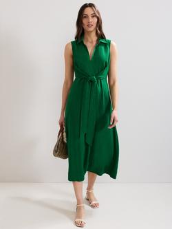 Phase Eight Becky Linen Blend Sleeveless Midi Dress, Green, Green